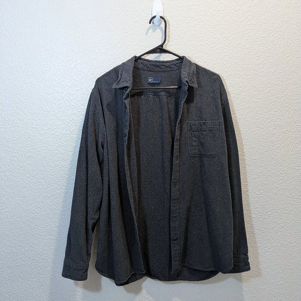 Gap Dark Gray Button Up With Elbow Patch - Size L… - image 1